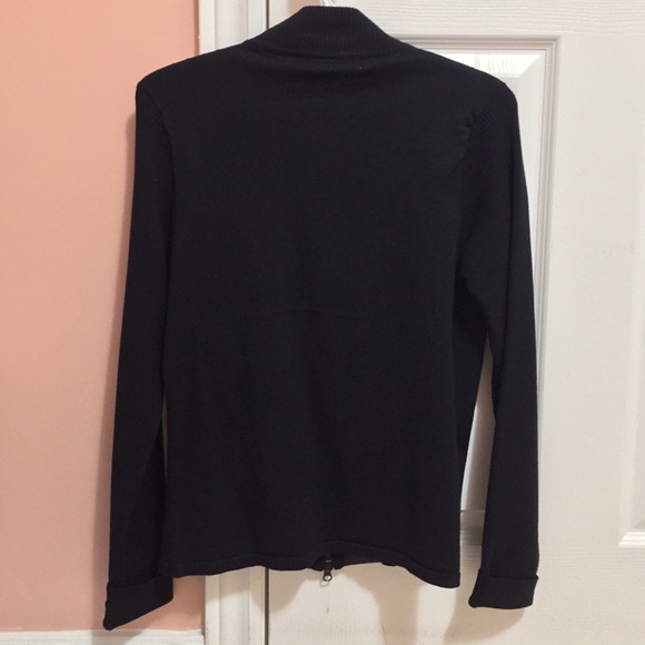 Black Zip Up Faux Leather Sweater/Jacket - Picture 3 of 3